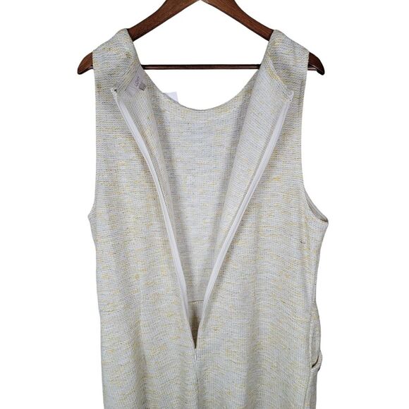 NWT Loft Plus Size 18 Yellow Tweed‎ Sleeveless Knee Length Dress Gold Button - Picture 5 of 7